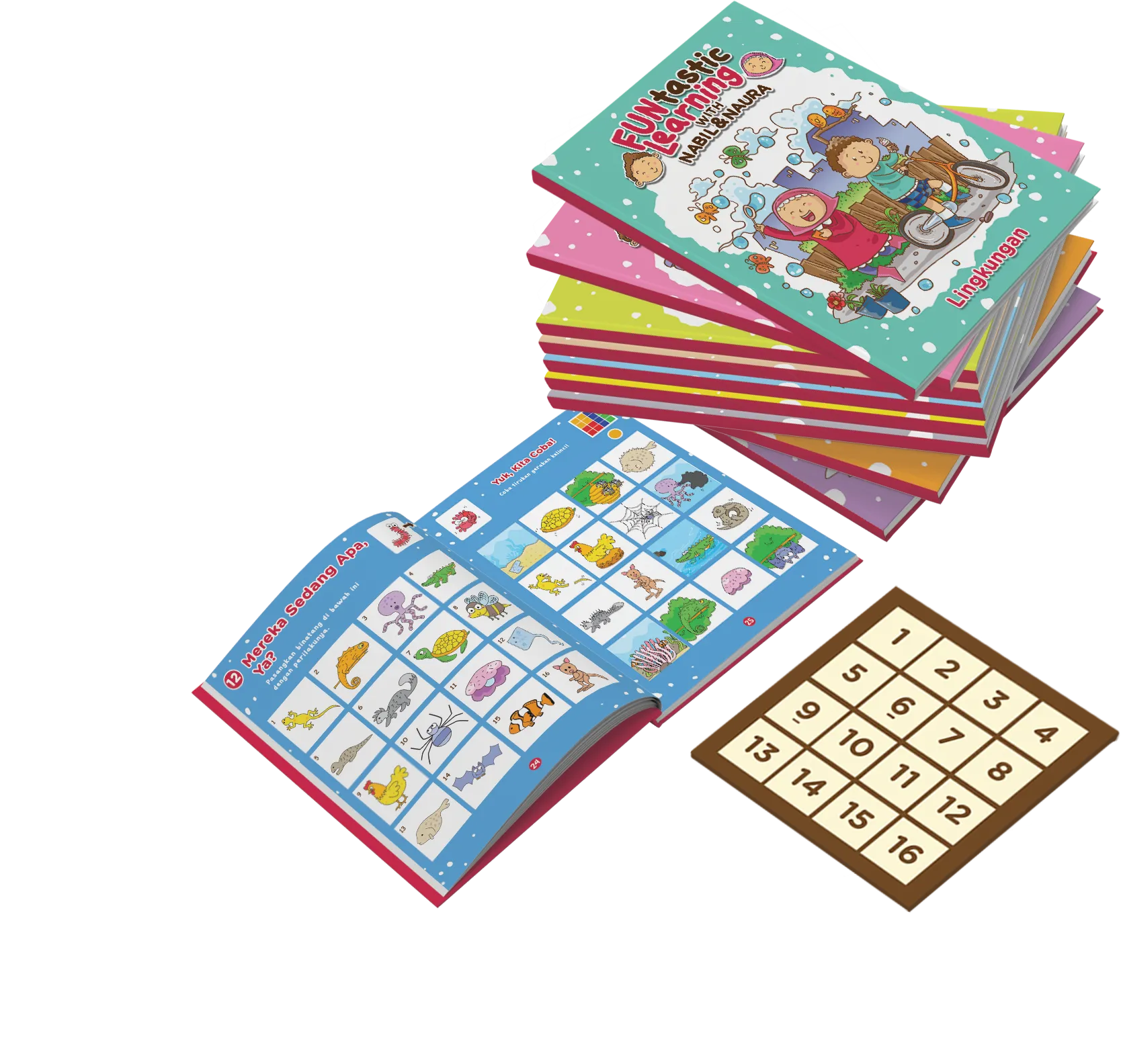 Sepuluh buku bermain dan Kotak Pas FUNtastic Learning.