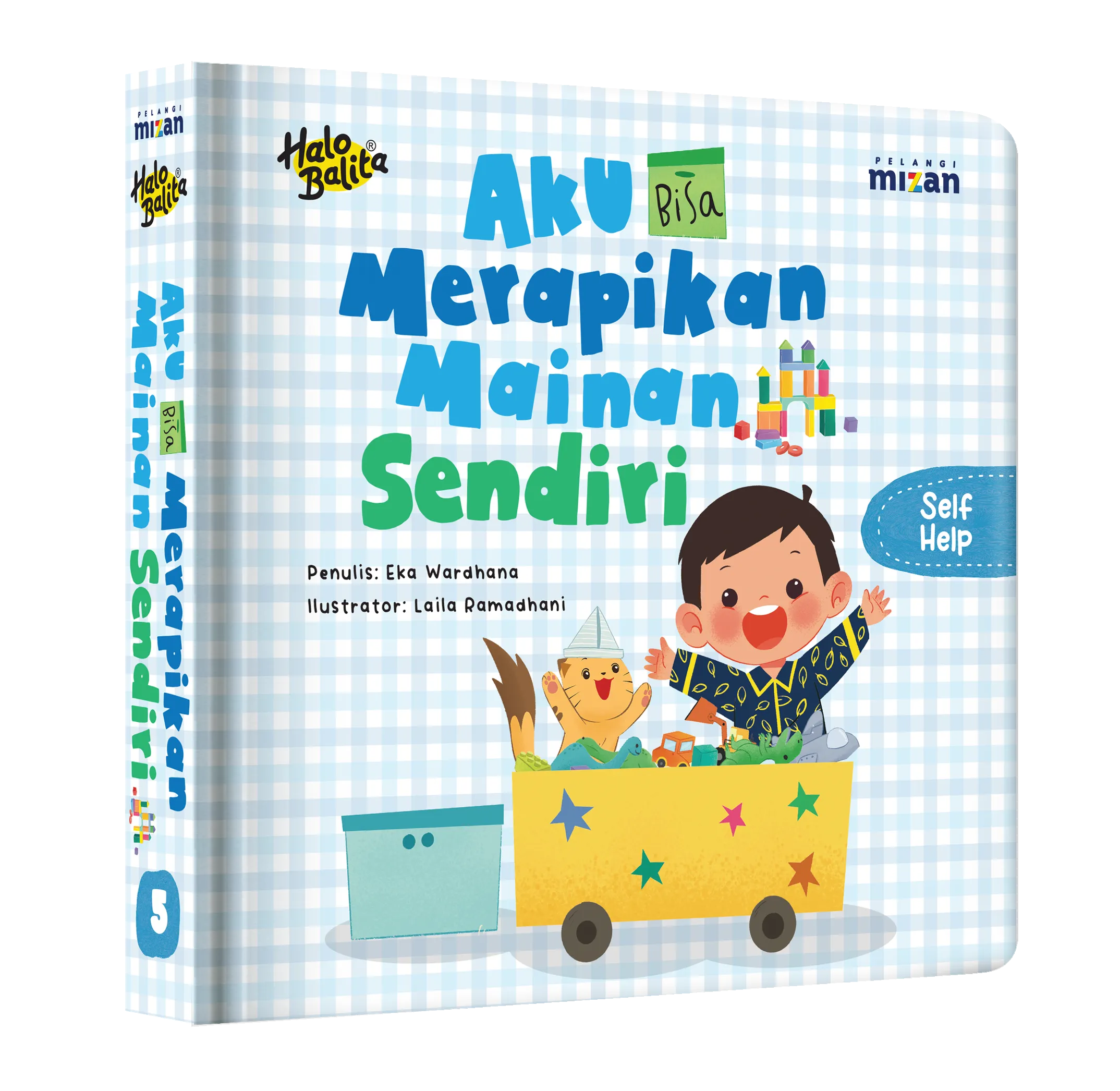Mockup buku Halo Balita: Aku Bisa Merapikan Mainan Sendiri