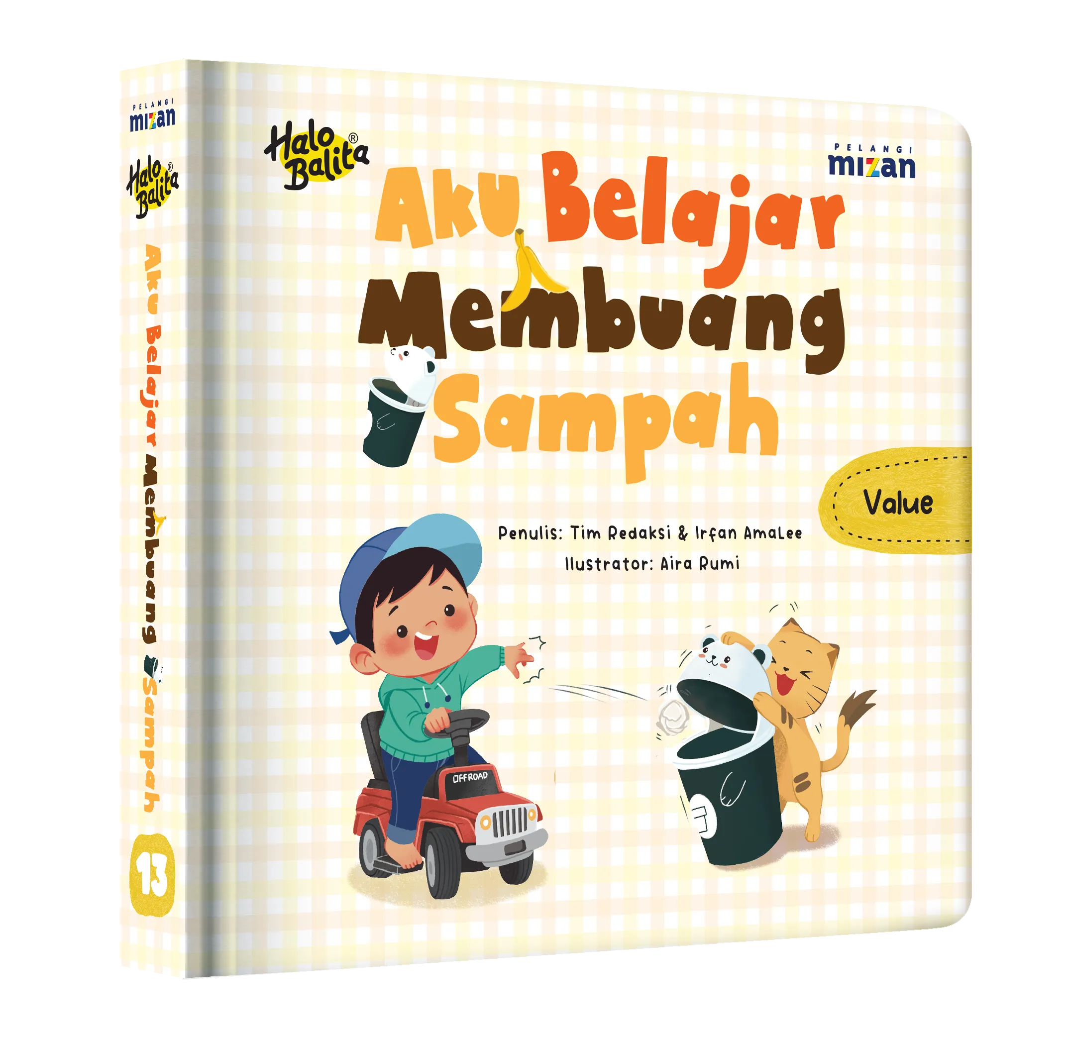 Mockup buku Halo Balita: Aku Belajar Membuang Sampah