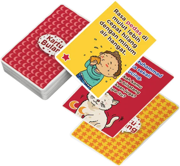 Kartu board game FUNtastic Learning dengan pertanyaan dan aktivitas anak.